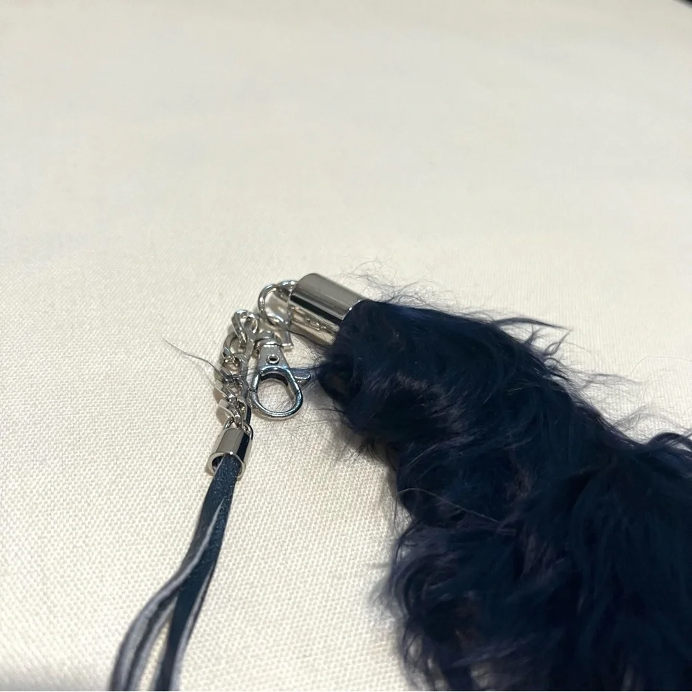 NWT NEW Navy Blue Feathery Soft Key Chain Key Holder